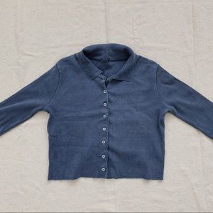 BRANDY MELVILLE BLUE COLLARED TOP